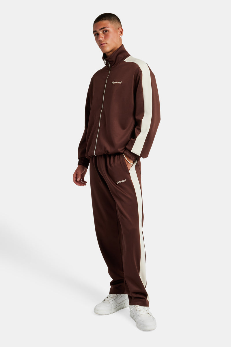 Contrast Panel Tracksuit - Chocolate