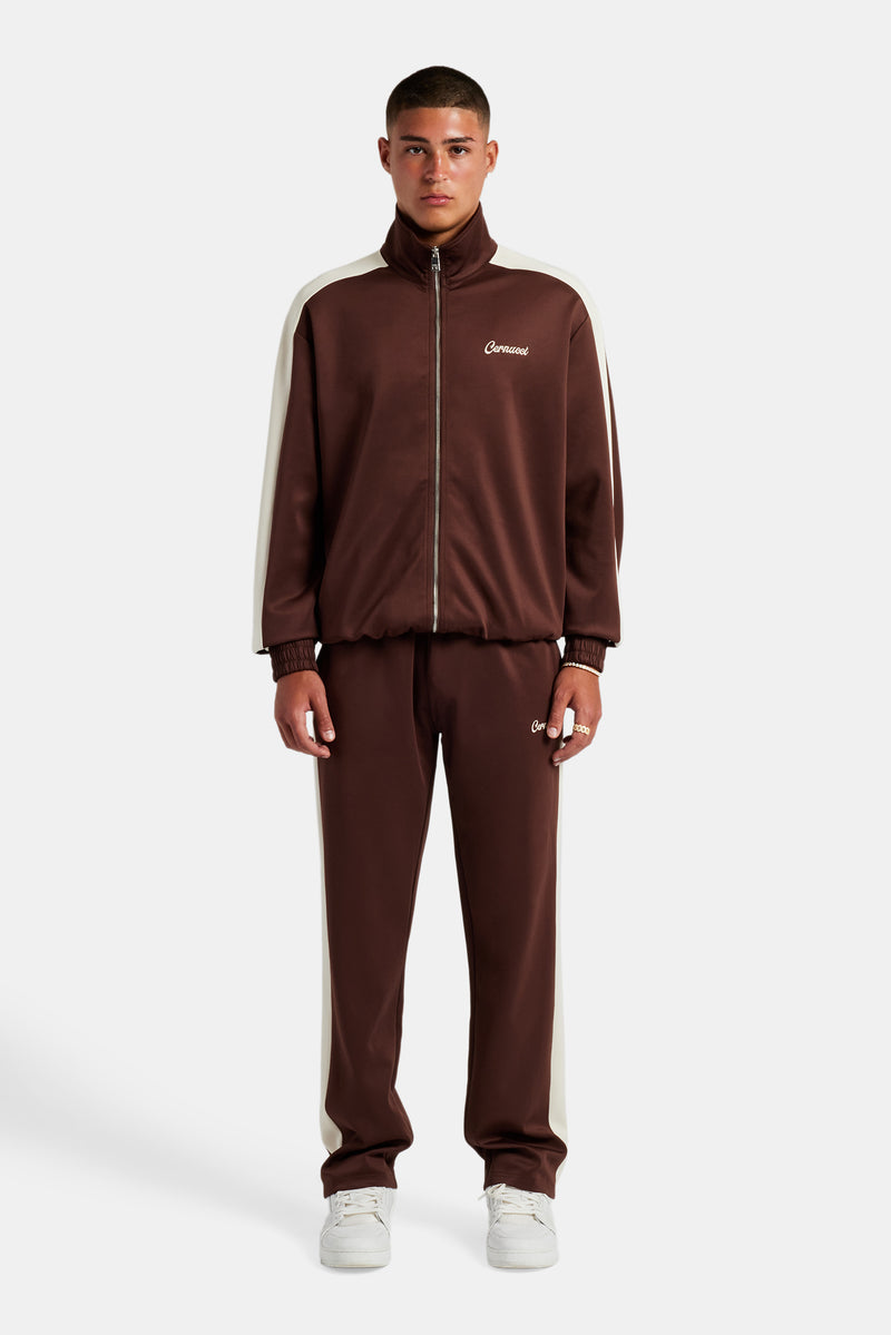 Contrast Panel Tracksuit - Chocolate