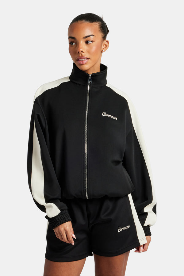 Womens Contrast Panel Track Jacket - Black