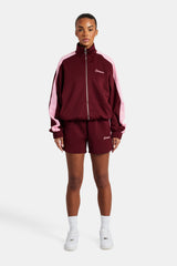 Womens Contrast Panel Shorts - Burgundy