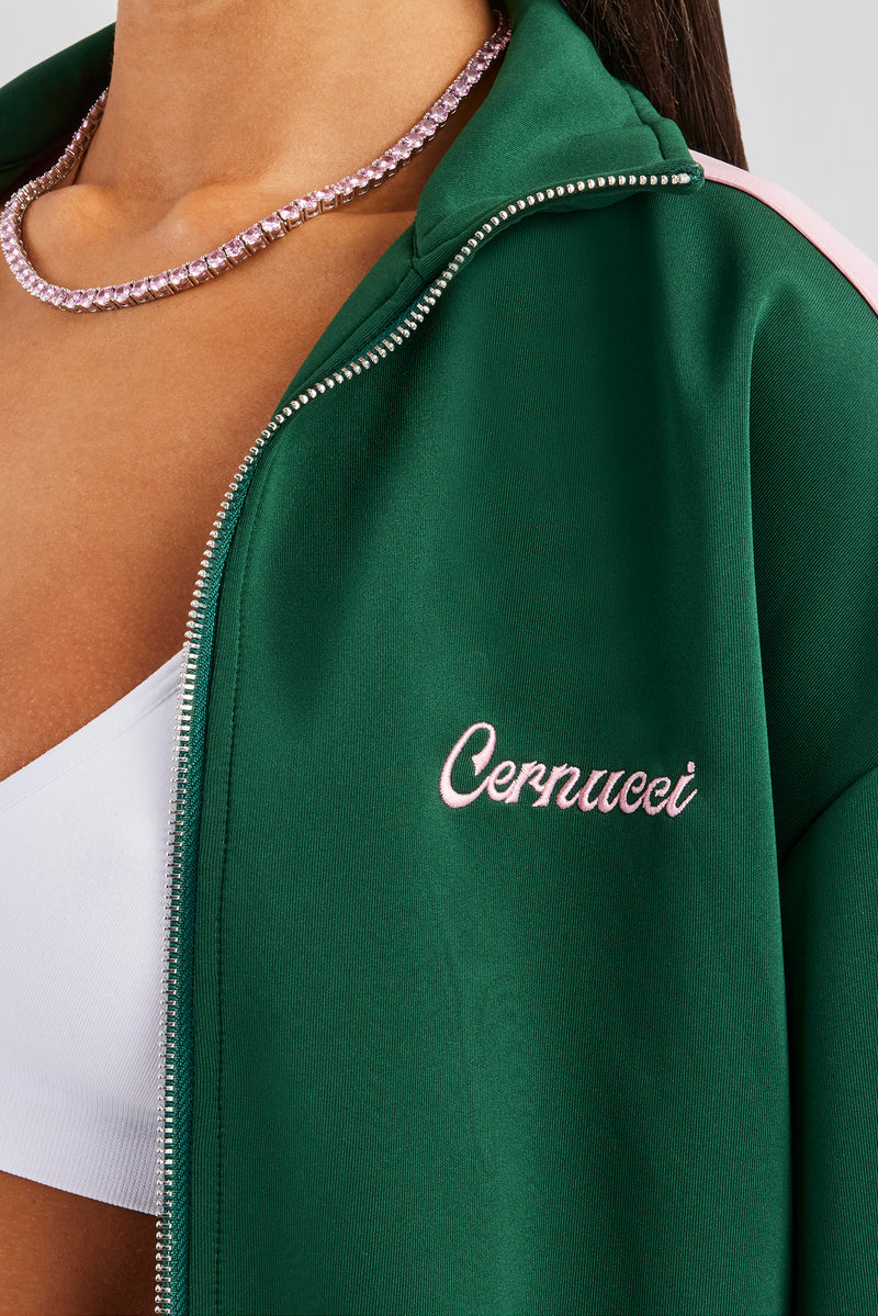 Womens Contrast Panel Tracksuit - Green