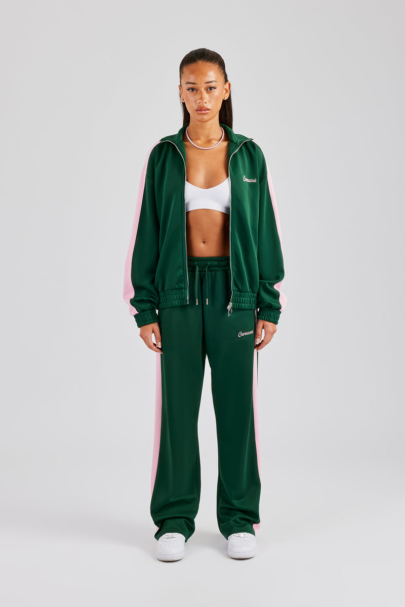 Womens Contrast Panel Tracksuit - Green