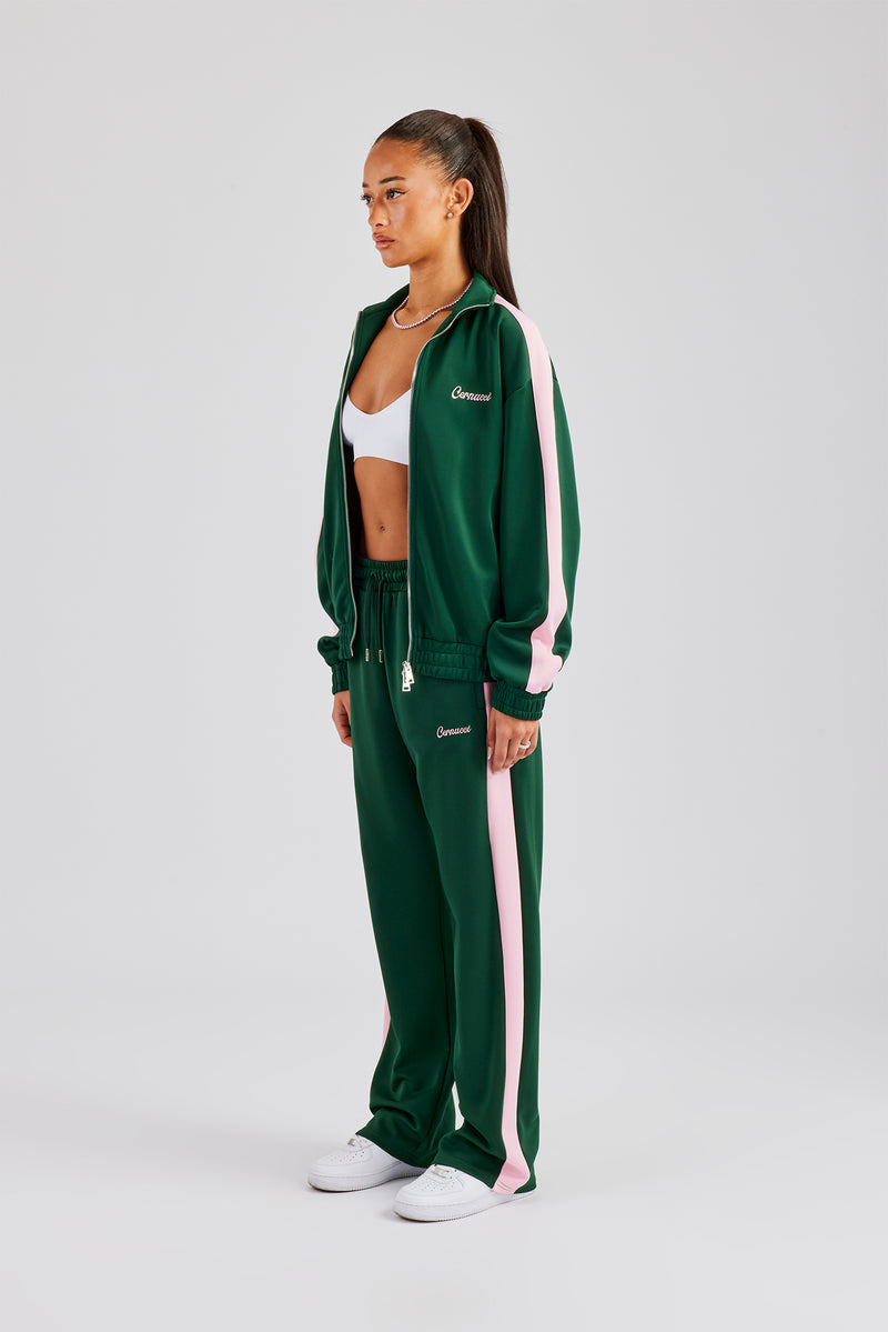 Womens Contrast Panel Tracksuit - Green