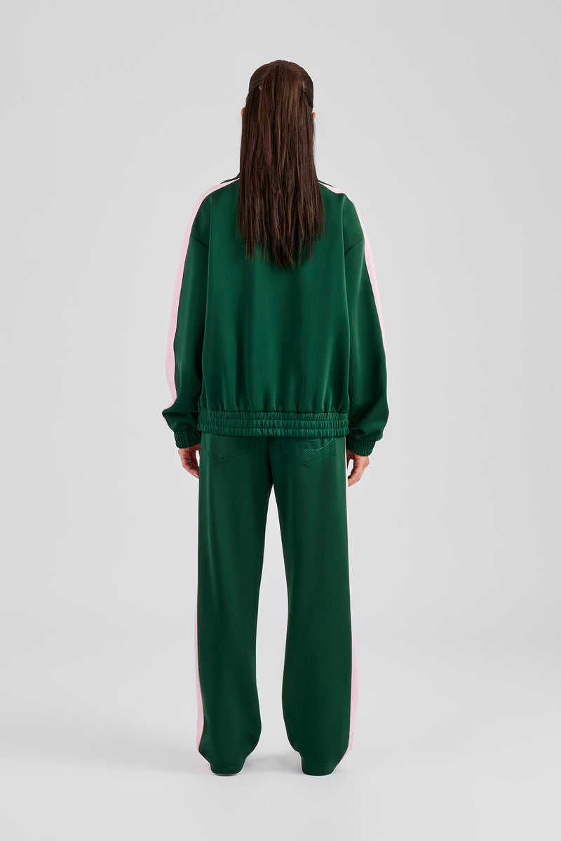 Womens Contrast Panel Tracksuit - Green