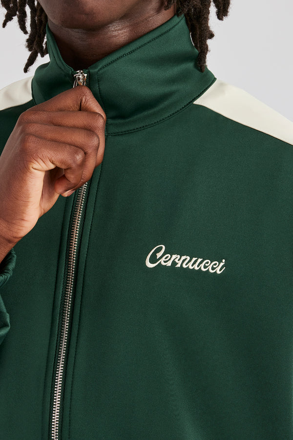 Contrast Panel Track Jacket - Forest Green