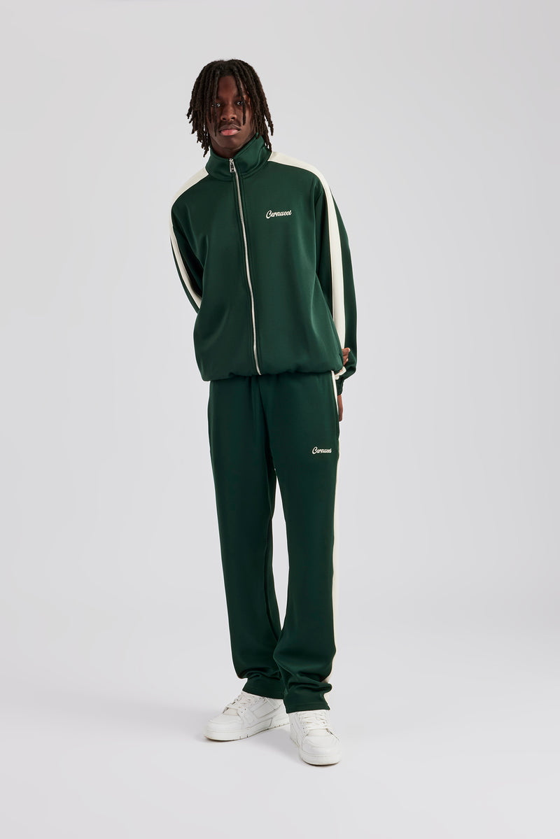 Contrast Panel Tracksuit - Forest Green