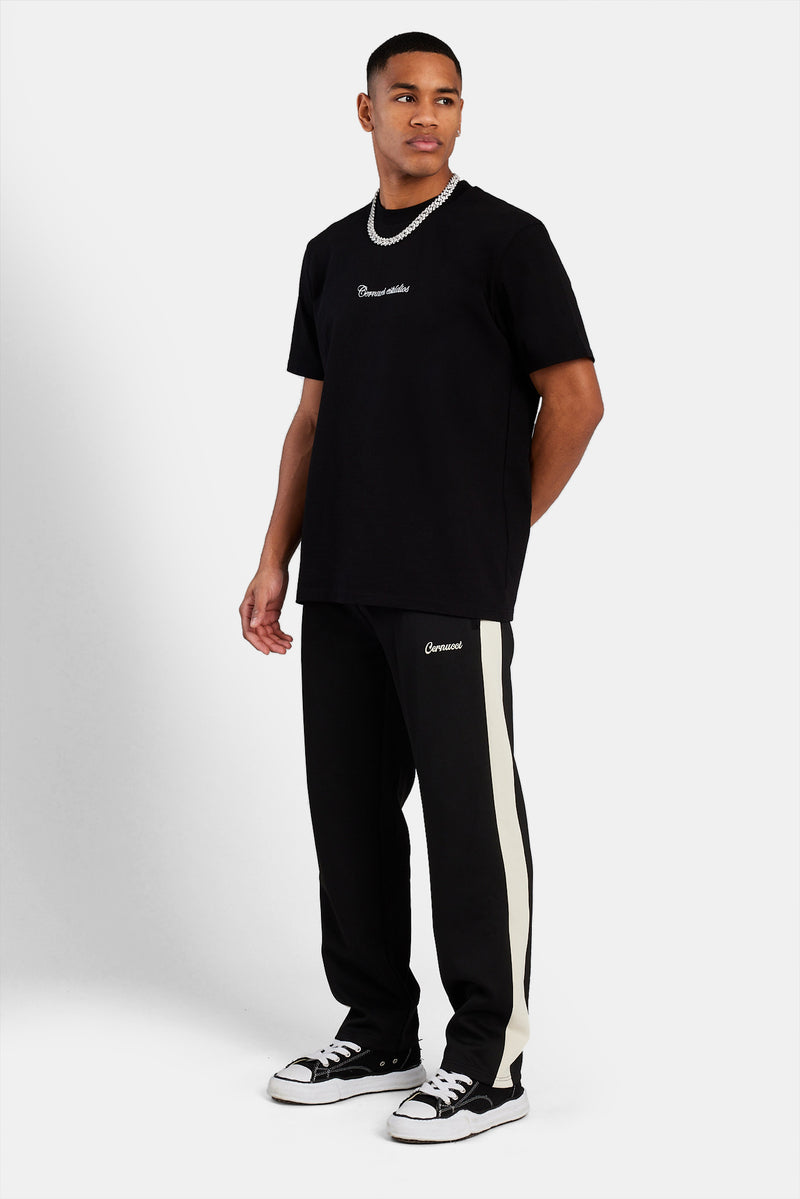 Contrast Panel Track Pant - Black