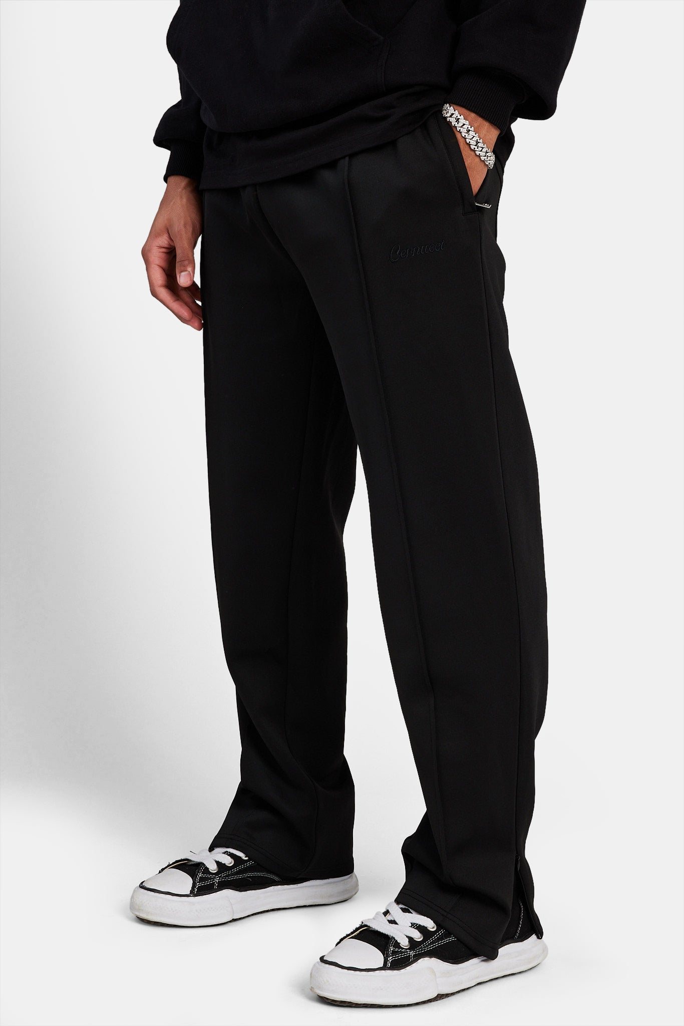 Straight Leg Track Pant Black