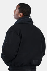 Cernucci PU Puffer Bomber Jacket - Black