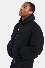 Cernucci PU Puffer Bomber Jacket - Black