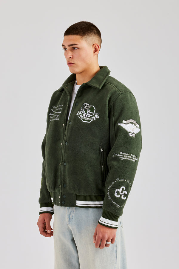 Varsity Harrington Bomber Jacket - Green