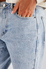 Etched Relaxed Denim Jean - Ice Blue