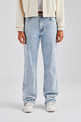 Etched Relaxed Denim Jean - Ice Blue