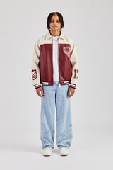 Oversized Vintage Bomber Jacket - Red