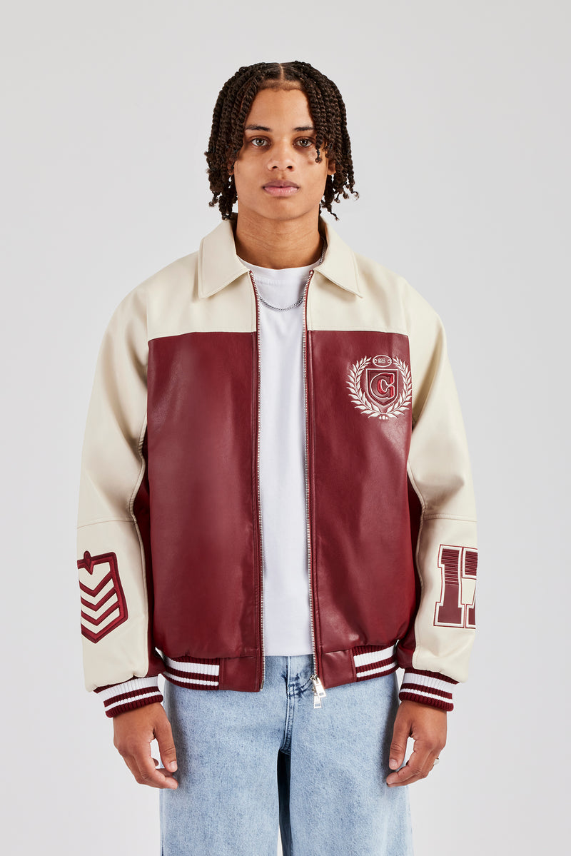 Oversized Vintage Bomber Jacket - Red