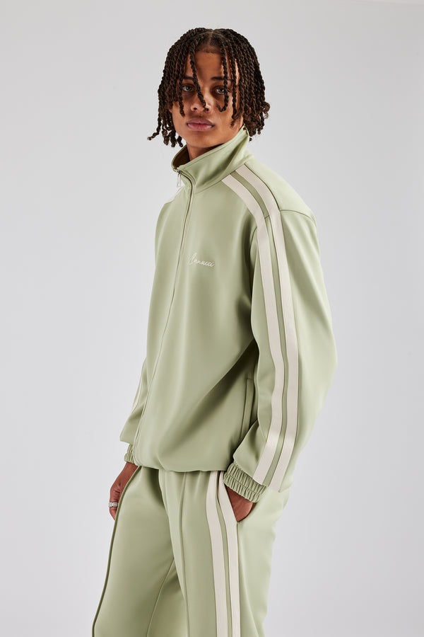 Zip Through Taping Track Jacket - Sage