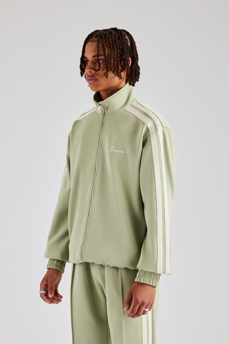 Zip Through Taping Track Jacket - Sage