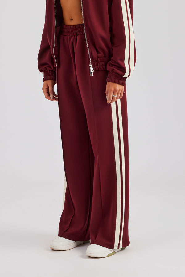 Taping Wide Leg Track Pant - Burgundy