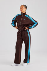 Blue Taping Wide Leg Track Pant - Chocolate