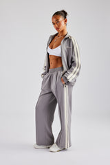 Funnel Neck Taping Zip Through Tracksuit - Grey