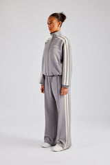 Funnel Neck Taping Zip Through Tracksuit - Grey