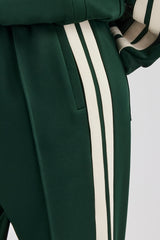 Taping Wide Leg Track Pant - Bottle Green