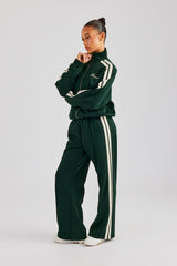 Funnel Neck Taping Zip Through Tracksuit  - Bottle Green