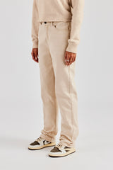 Twill Embroidered Trouser - Stone