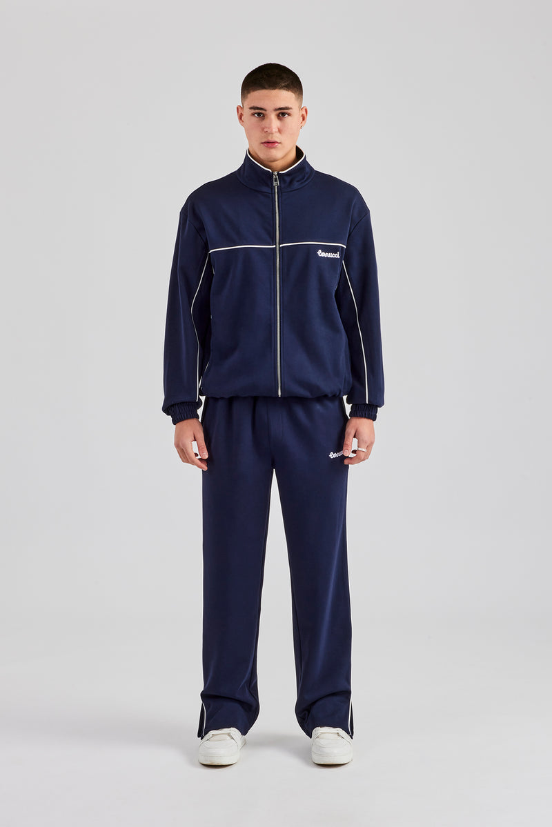 Piping Zip Through Tracksuit - Navy