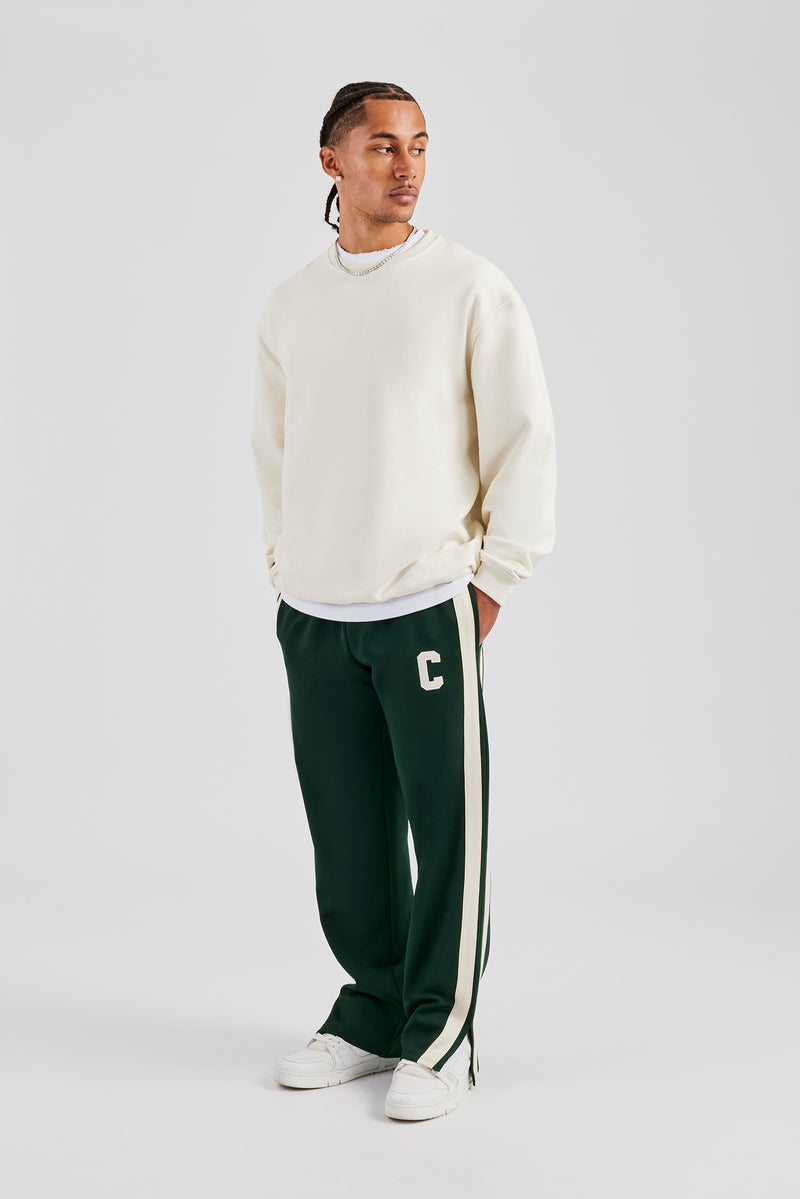 Split Hem Double Panel C Track Pant - Forest Green