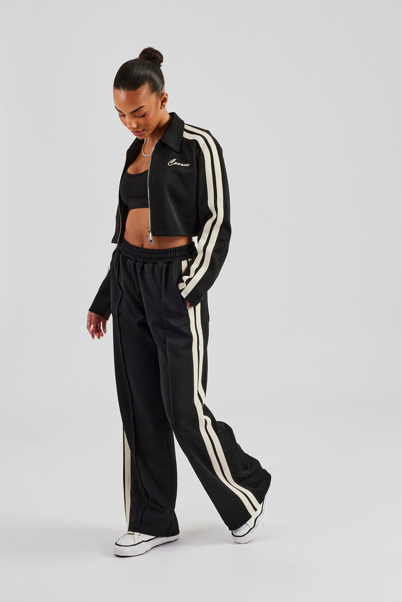 Cropped Harrington Taping Tracksuit - Black