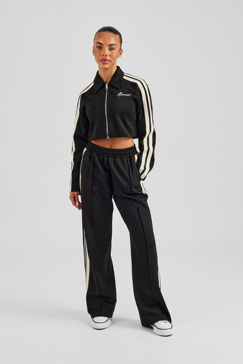 Cropped Harrington Taping Tracksuit - Black