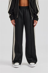 Taping Wide Leg Track Pant - Black