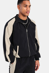 Nylon Panelled Tracksuit - Black