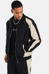 Nylon Panelled Track Jacket - Black