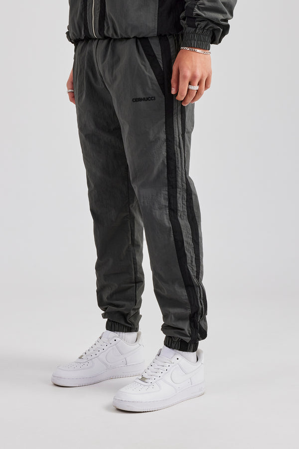 Nylon Colour Block Cuffed Jogger - Charcoal