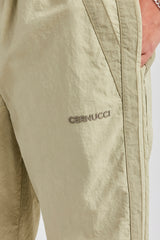 Nylon Colour Block Cuffed Jogger - Light Khaki