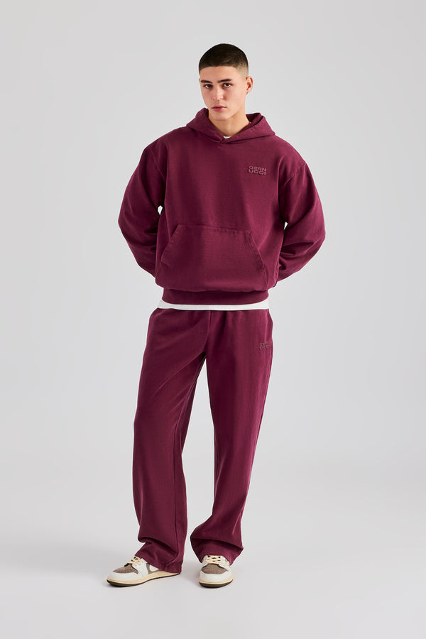 Washed Hooded Tracksuit Burgundy