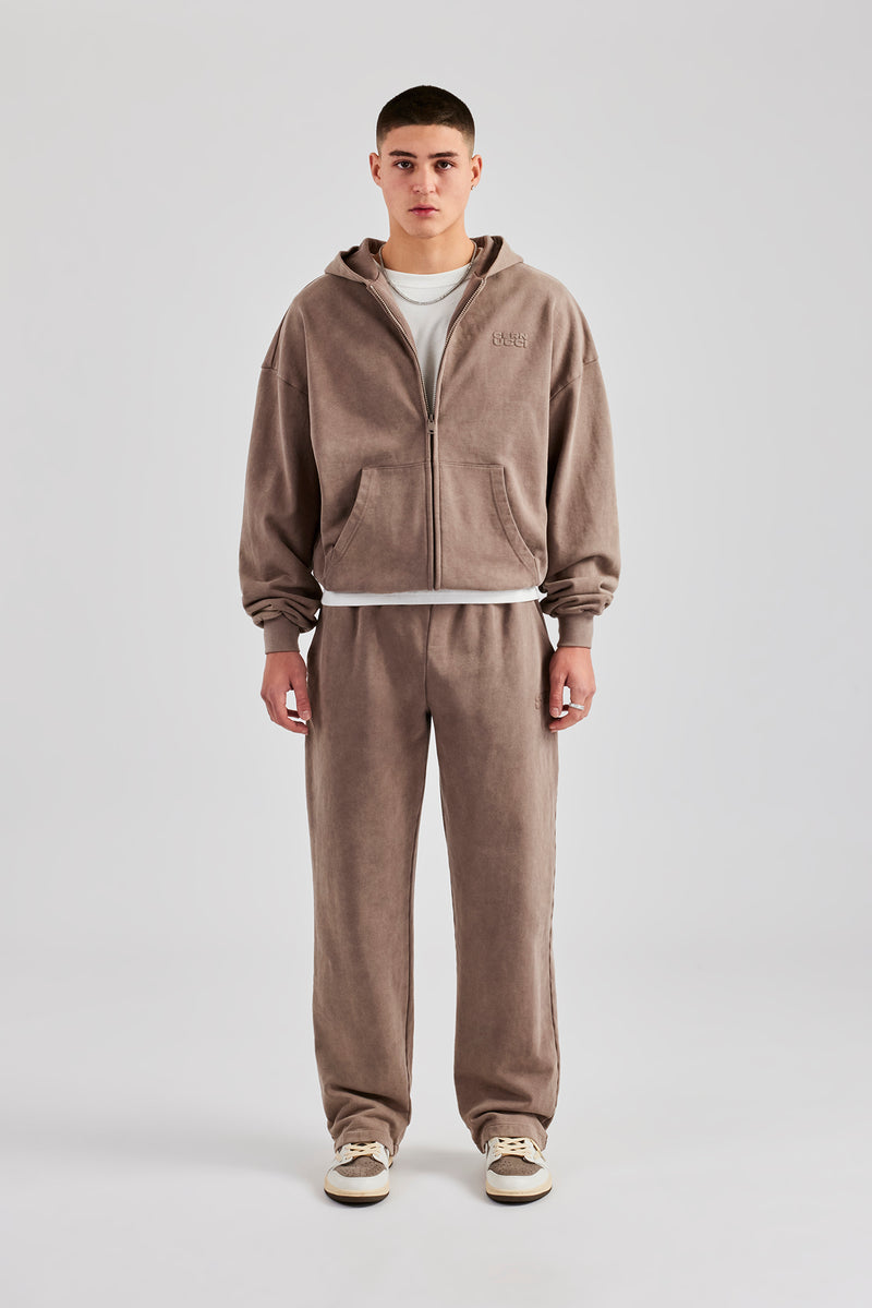 Washed Zip Through Tracksuit - Taupe