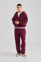 Washed Zip Through Tracksuit - Burgundy