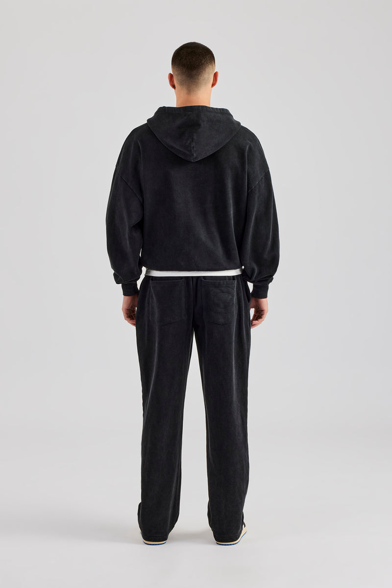 Washed Zip Through Tracksuit - Black