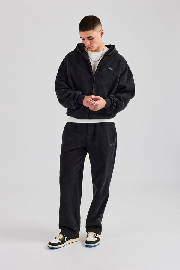 Washed Zip Through Tracksuit - Black