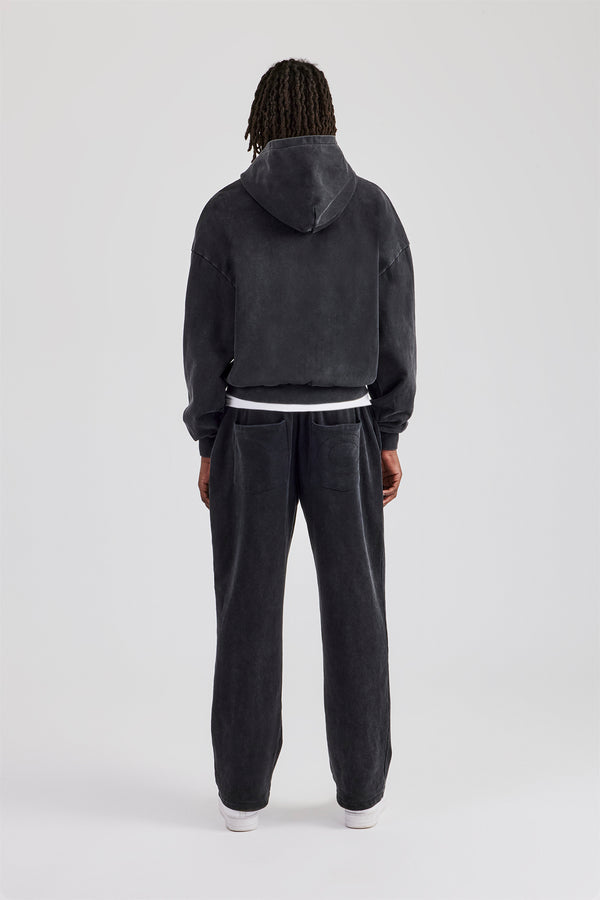 Washed Zip Through Tracksuit - Black