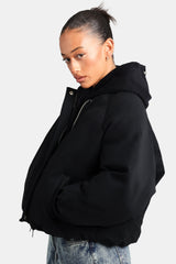 Cernucci Cropped PU Puffer Bomber Jacket - Black