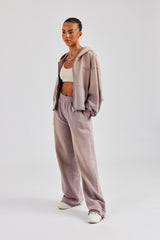 Washed Wide Leg Jogger - Mauve