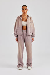 Washed Boxy Fit Zip Through Tracksuit - Mauve