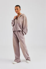 Washed Boxy Fit Zip Through Tracksuit - Mauve