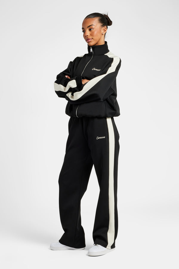 Womens Contrast Panel Tracksuit - Black