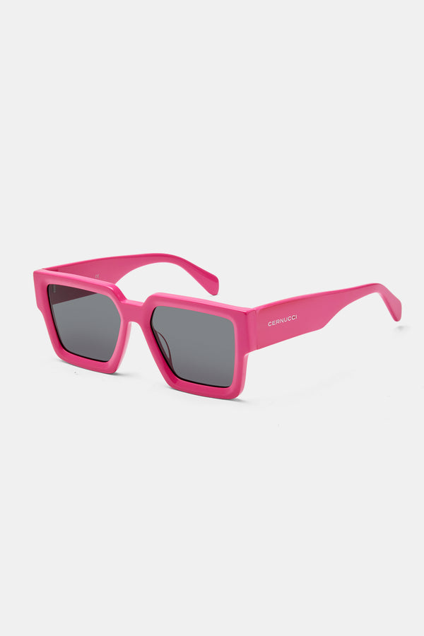 Oversized Thick Frame Acetate Sunglasses - Hot Pink