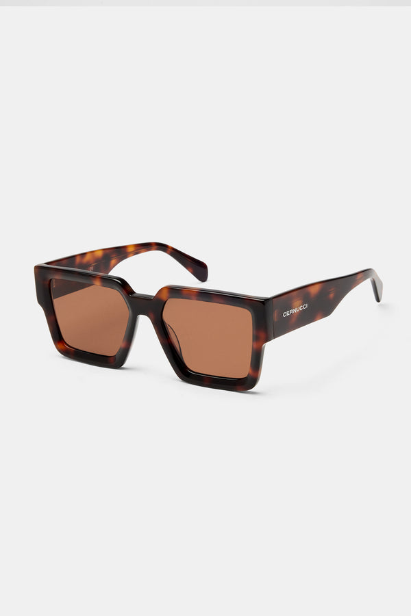 Oversized Thick Frame Acetate Sunglasses - Brown